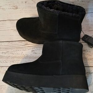 Time And Tru Women's Suede Platform Ankle Boots Black Size 11